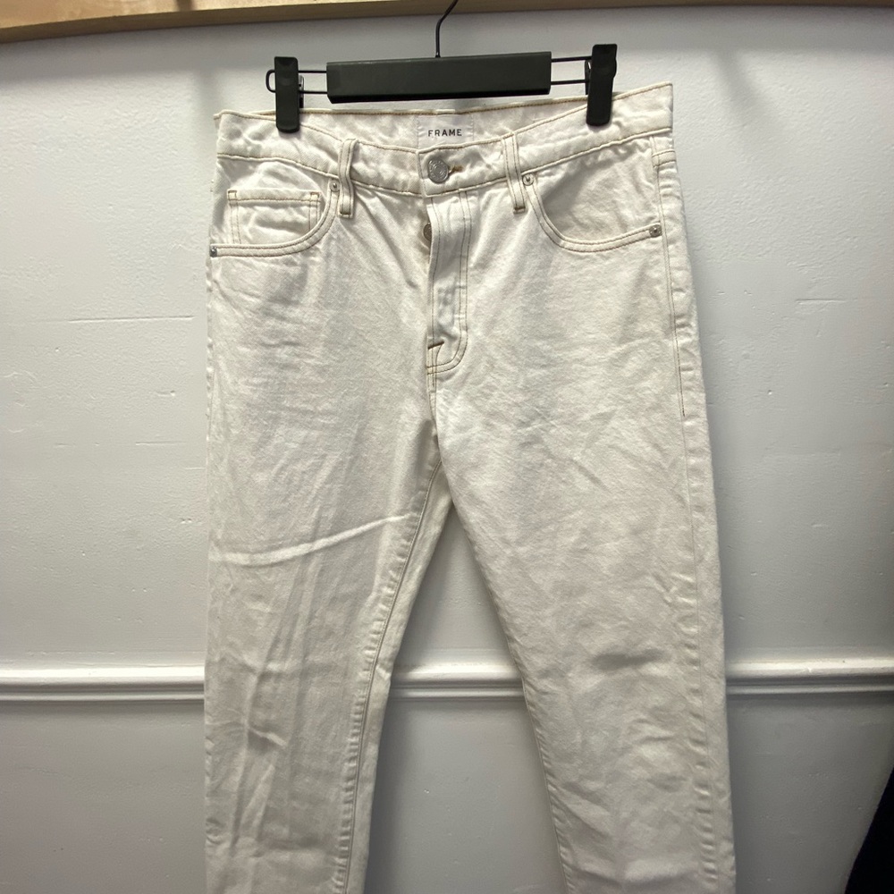 Frame Denim Straight Leg Jeans in Cream - Picture 9 of 13